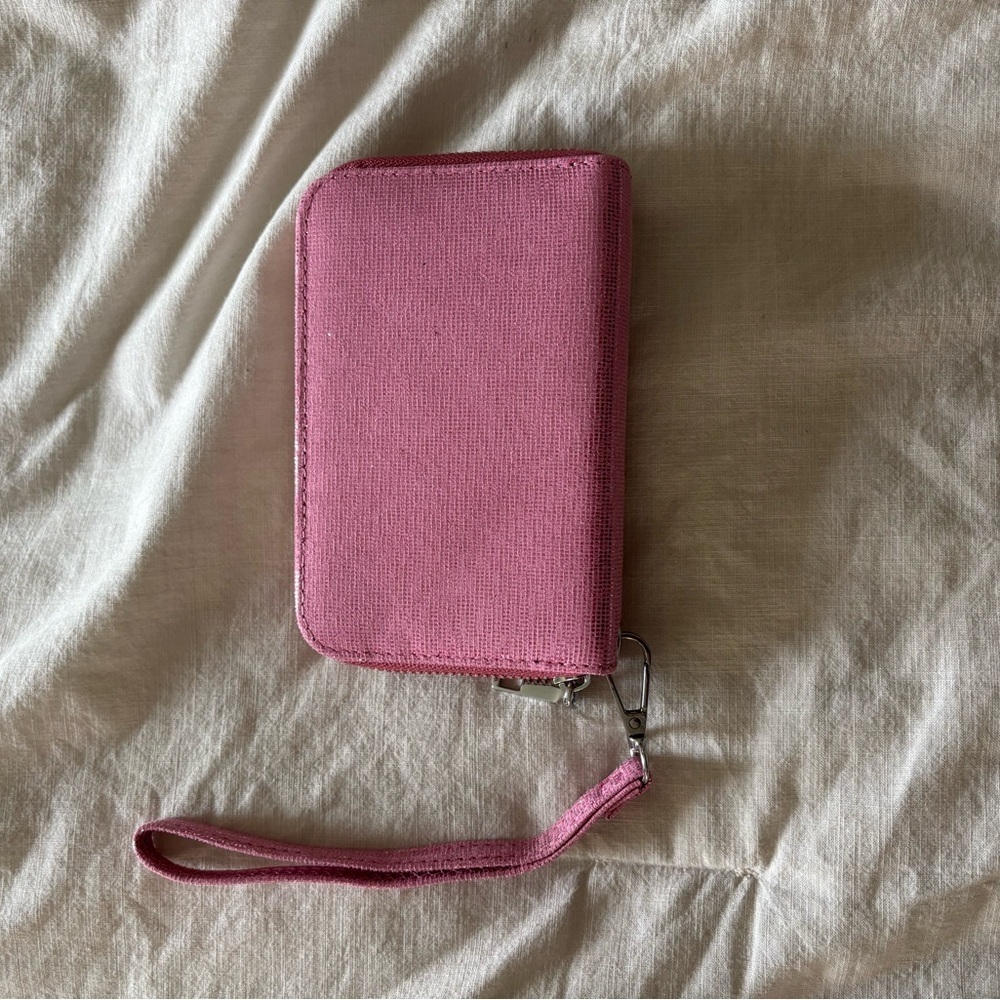 (Boutique) Pink Canvas Wristlet Wallet - Picture 3 of 7